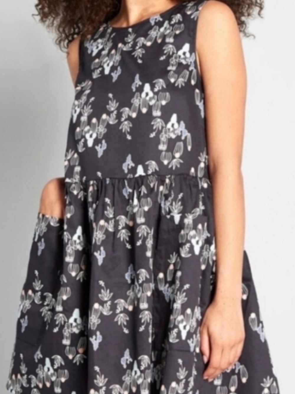 ModCloth NEW Women’s Cactus Print Sleeveless Dress 100% Cotton Size Large
